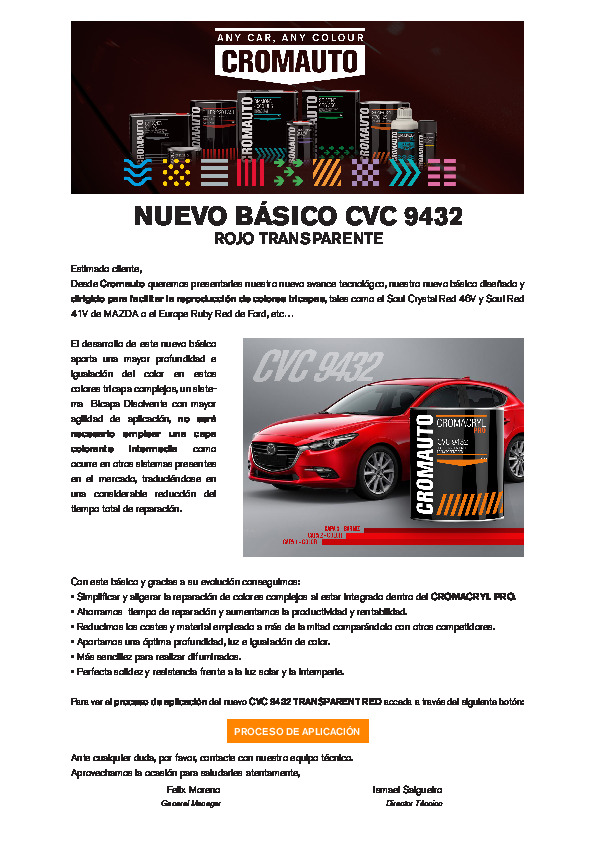 Proceso aplicación CVC 9432